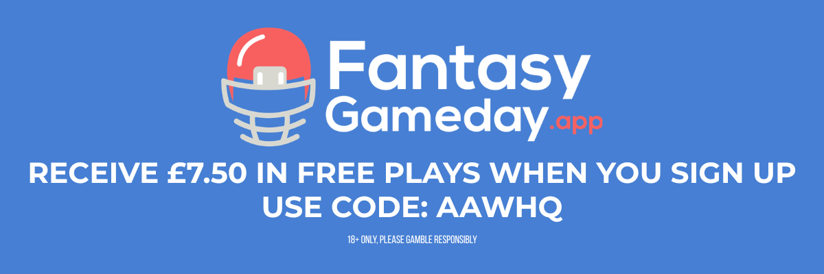 Fantasy Gameday promotion: Receive £7.50 in free plays when you sign up using code AAWHQ. 18+ only. Please gamble responsibly.